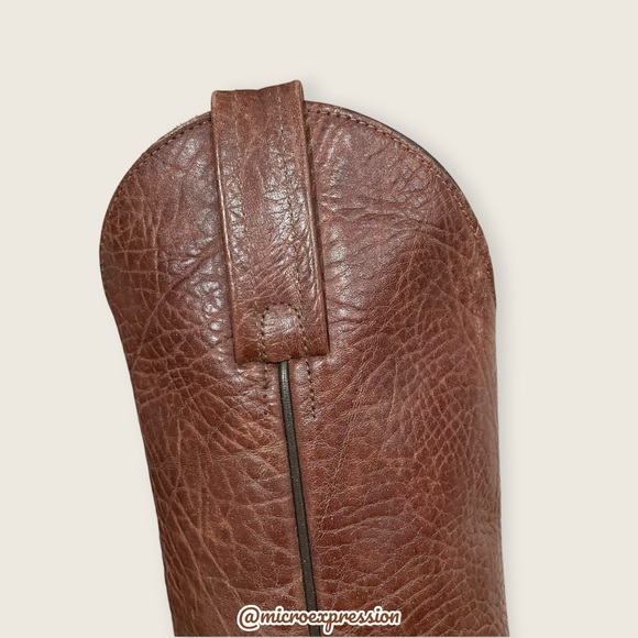 1980s VINTAGE Frye Real Leather Pull On Grainy Brown Pull On Western Cowboy Boot - Picture 12 of 16